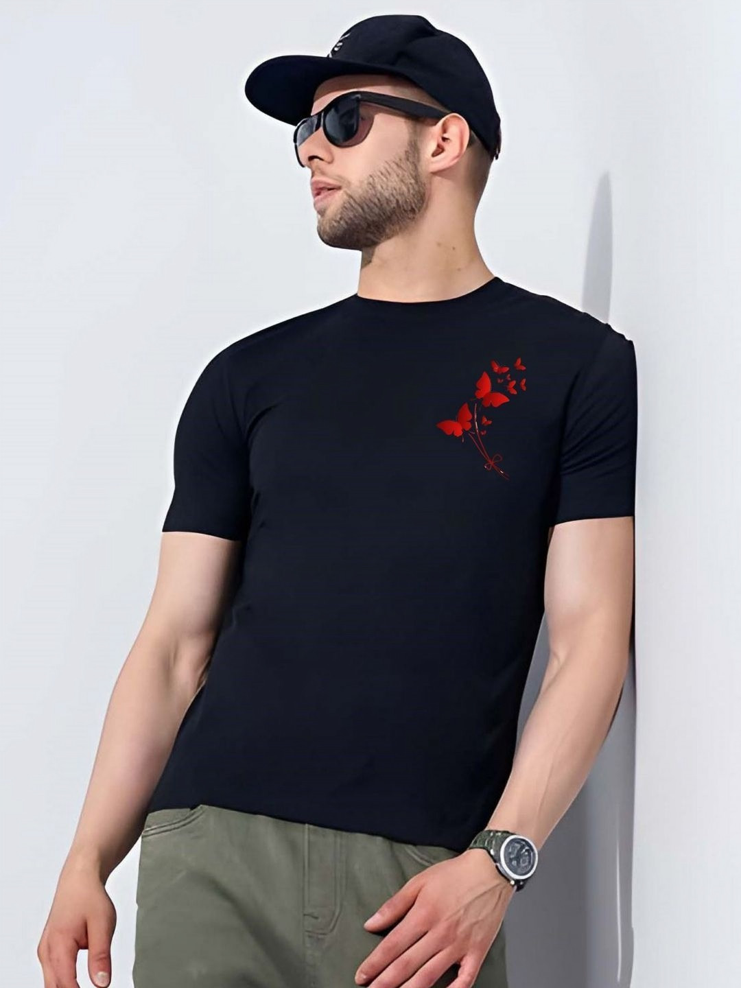 SZN Butterfly Graphic Printed Round Neck Muscle Fit T-Shirt