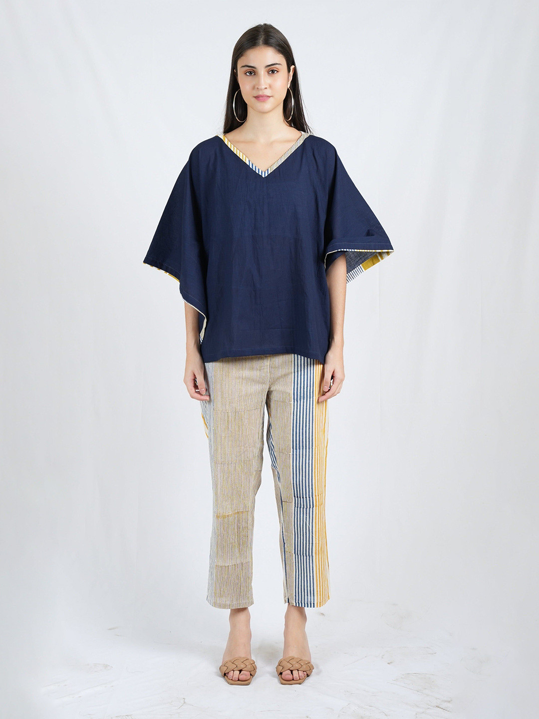 Banana Labs Women Regular Pure Cotton Twister Kaftan with Pants