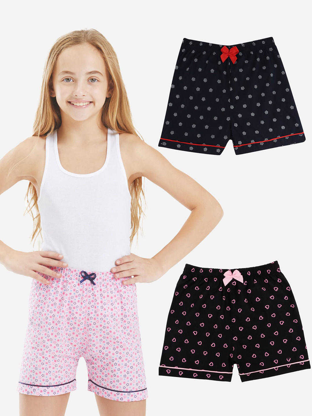 Bodycare Kids Girl Shorts with Premium Cotton Pack of 2 Suitable for All Day Wear