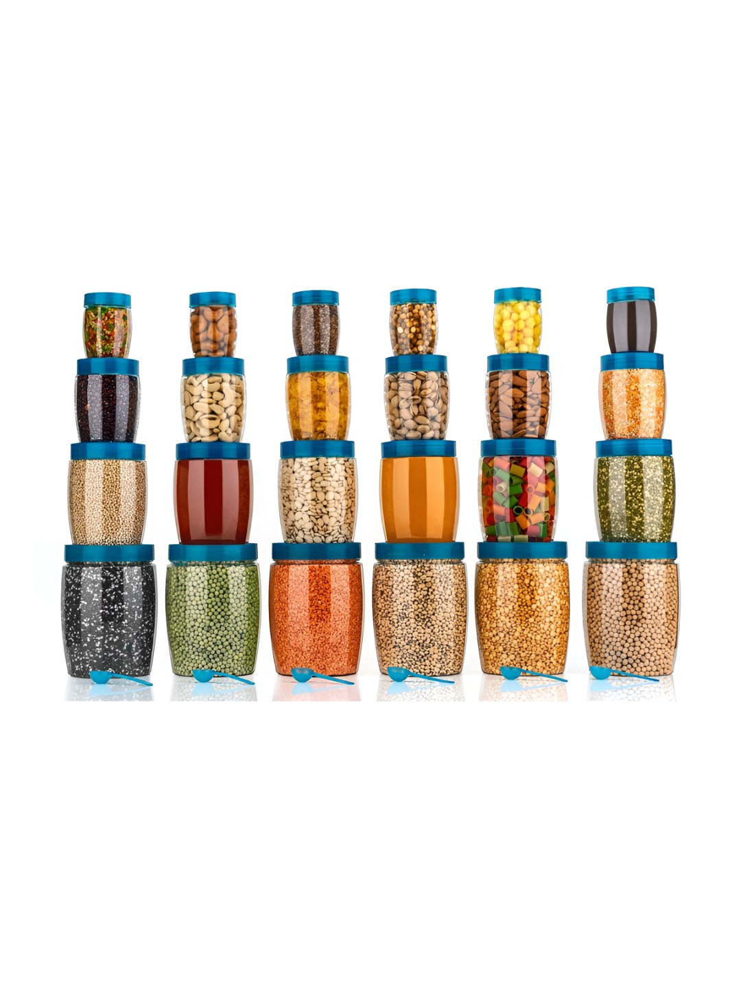 Aura Sea Green Plastic Air Tight 24 Piece Clip-On Fridge Container