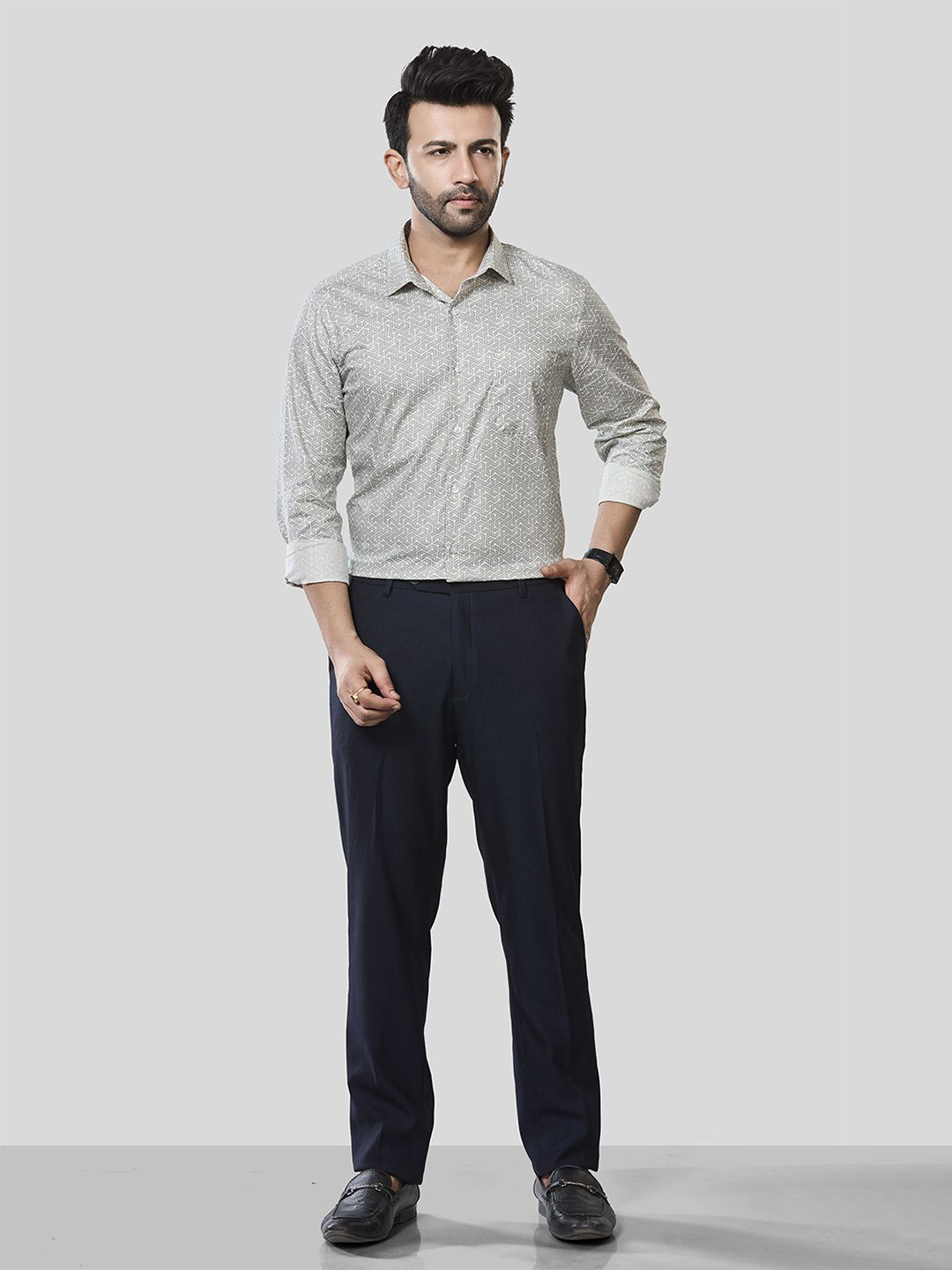 JONESBURG Men Classic Slim Fit Printed Casual Shirt