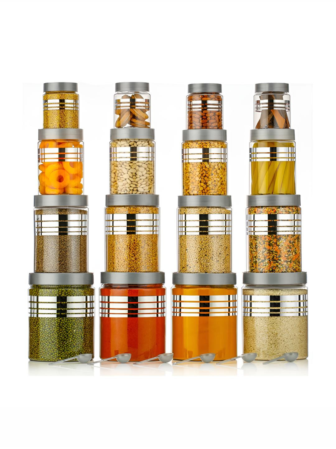 Myntra Elegant Homes Silver Plastic Air Tight 16 Piece Clip-On Canister