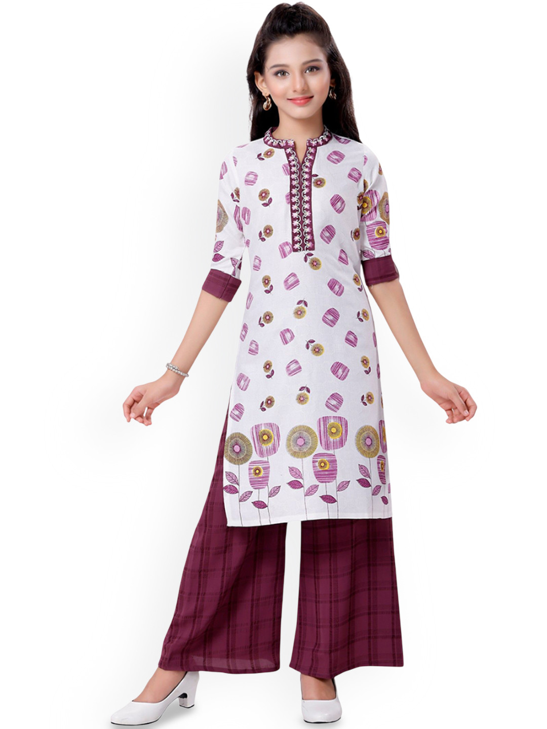 MASTARANG Girls Floral Printed Kurta with Sharara