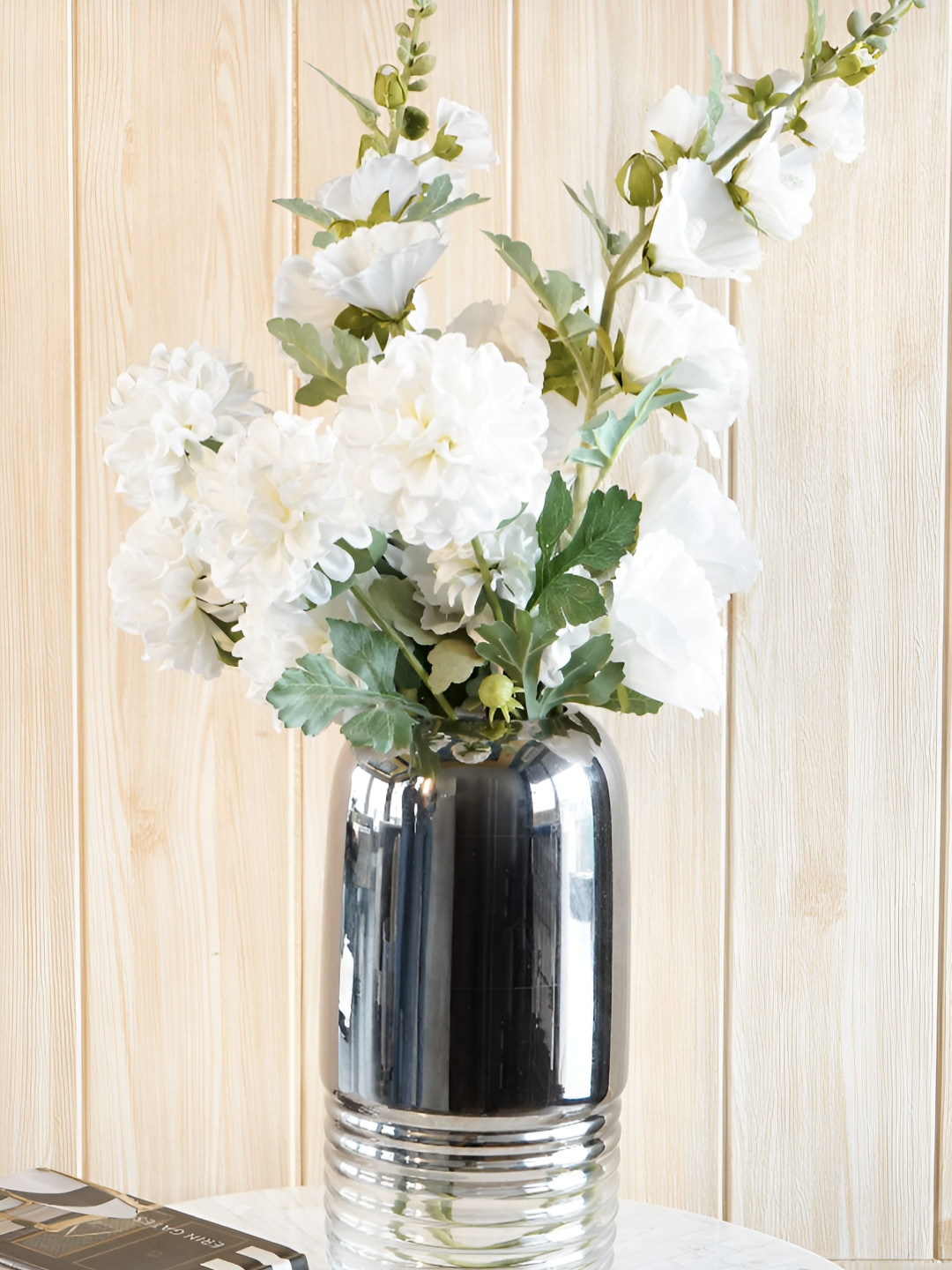 RCASA Grey & Transparent Gradient Fluted Glass Large Flower Vase