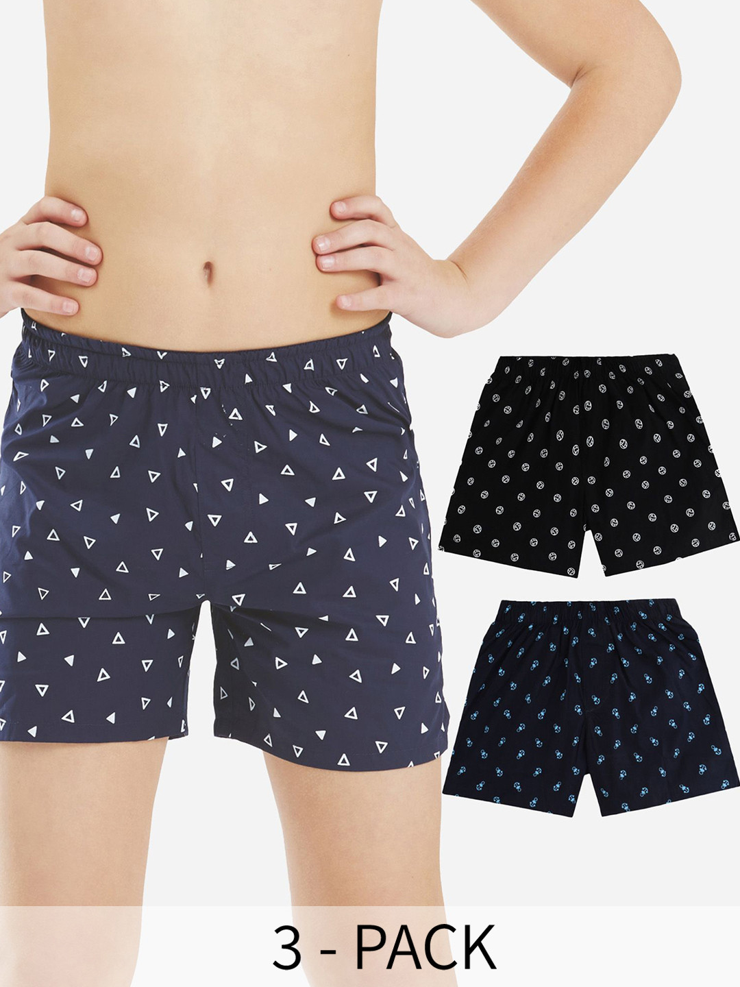 Bodycare Boys Pack of 2 Premium Cotton Black & Navy Ultrasoft Breathable Fabric Shorts