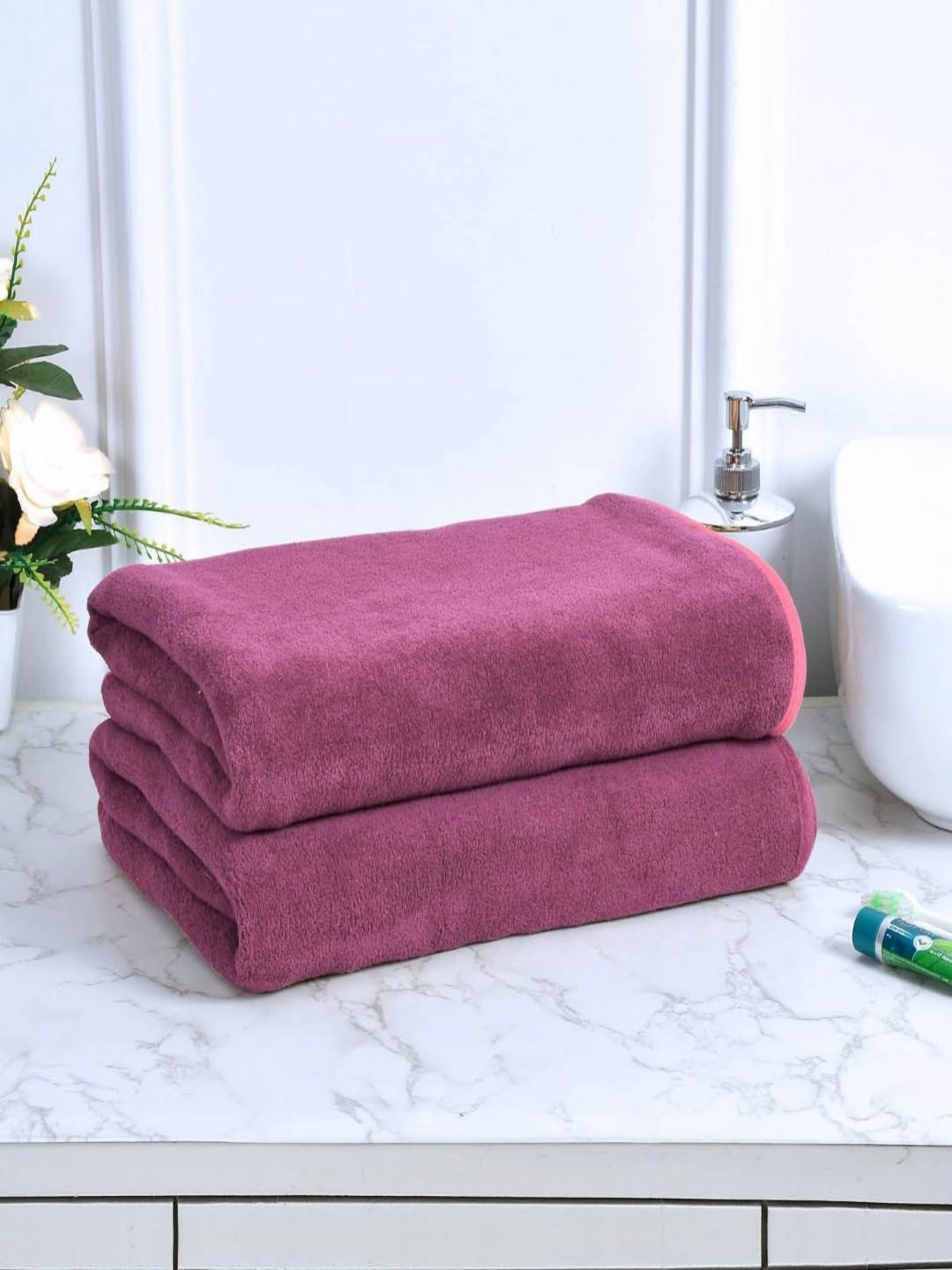 Black gold Violet 2 Pieces Microfiber 400 GSM Bath Towels