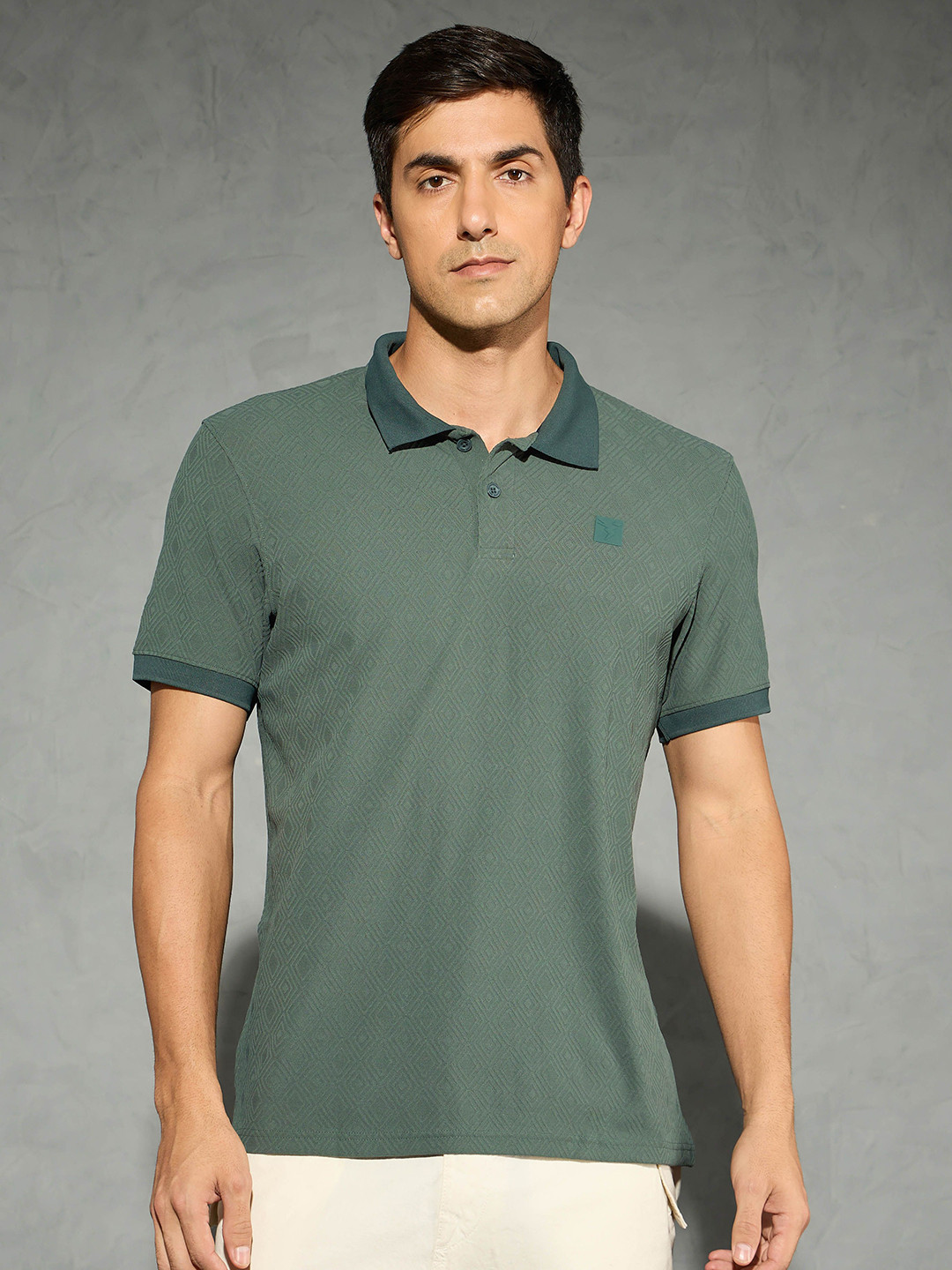 Technosport Men Jacquard Slim Fit Polo Sports T-shirt With Doublecool