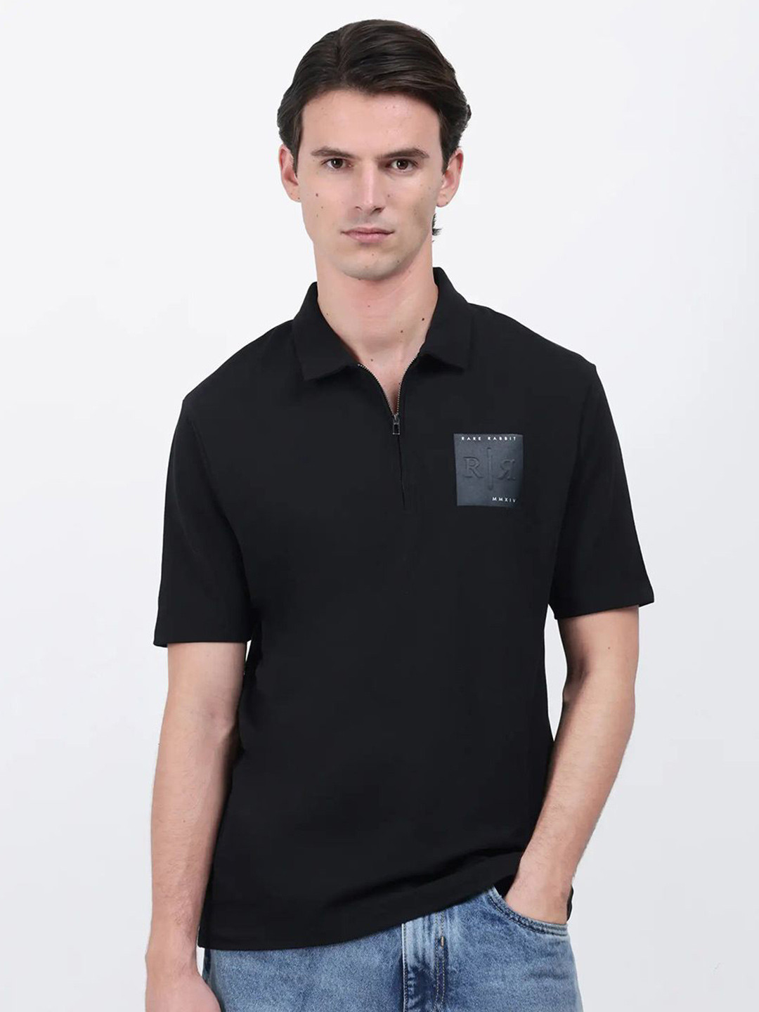 RARE RABBIT Polo Collar Cotton T-shirt