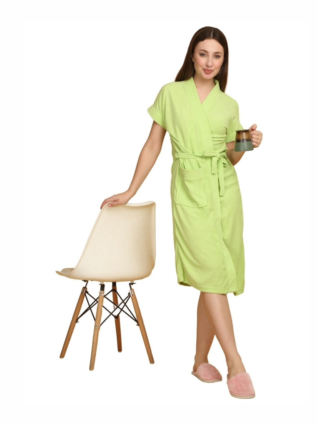 Aura Green Shawl Collar Bath Robe