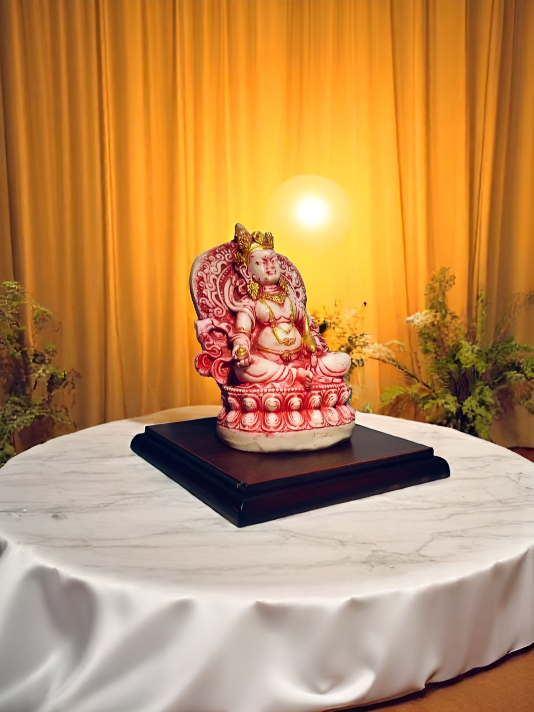 GLOBAL AROMA Loard Kuber Pink Resin Matte Prayer Room Small Showpiece - 4.7 Inches