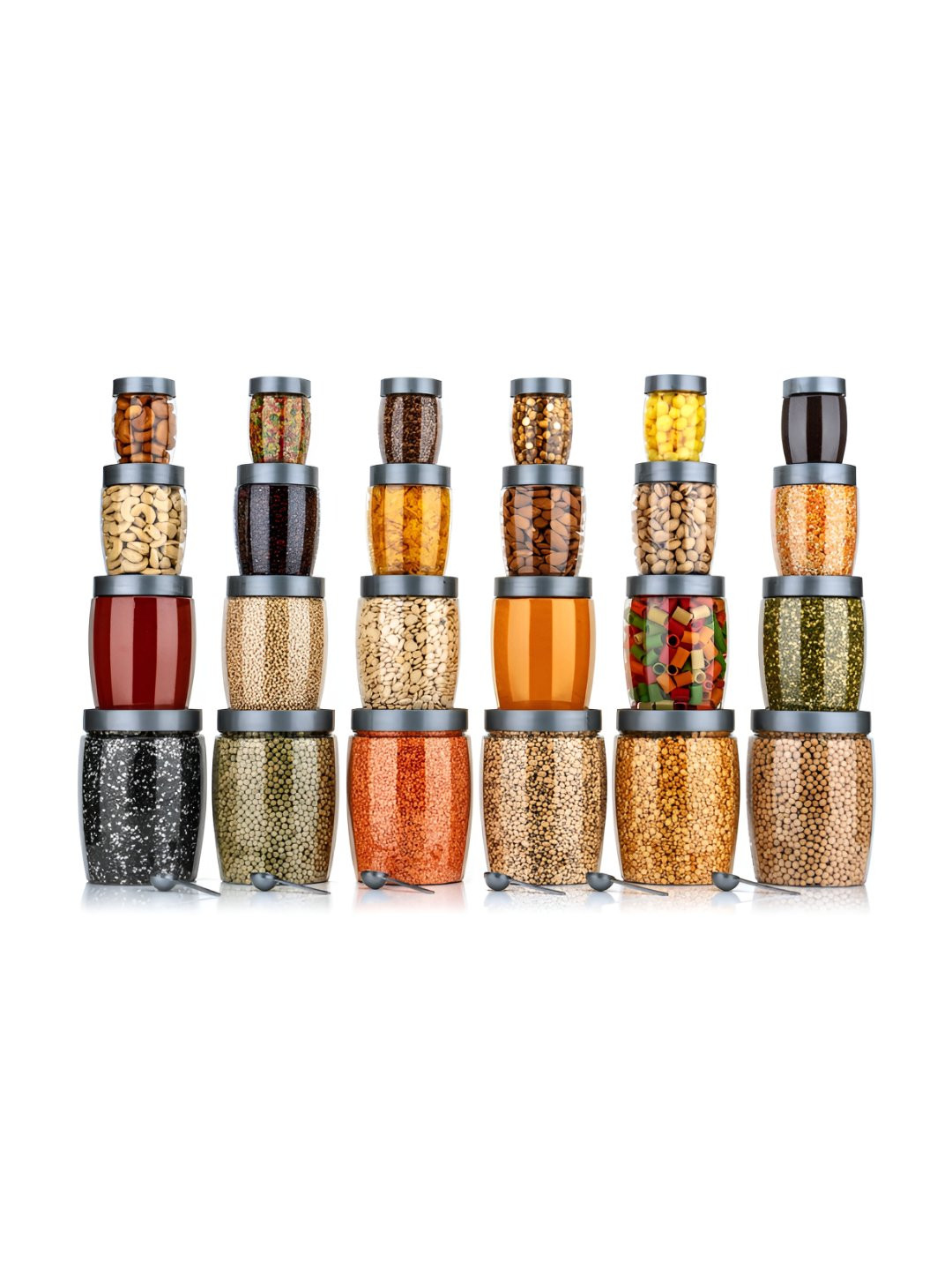 Myntra Elegant Homes Grey Plastic Air Tight 24 Piece Clip-On Canister