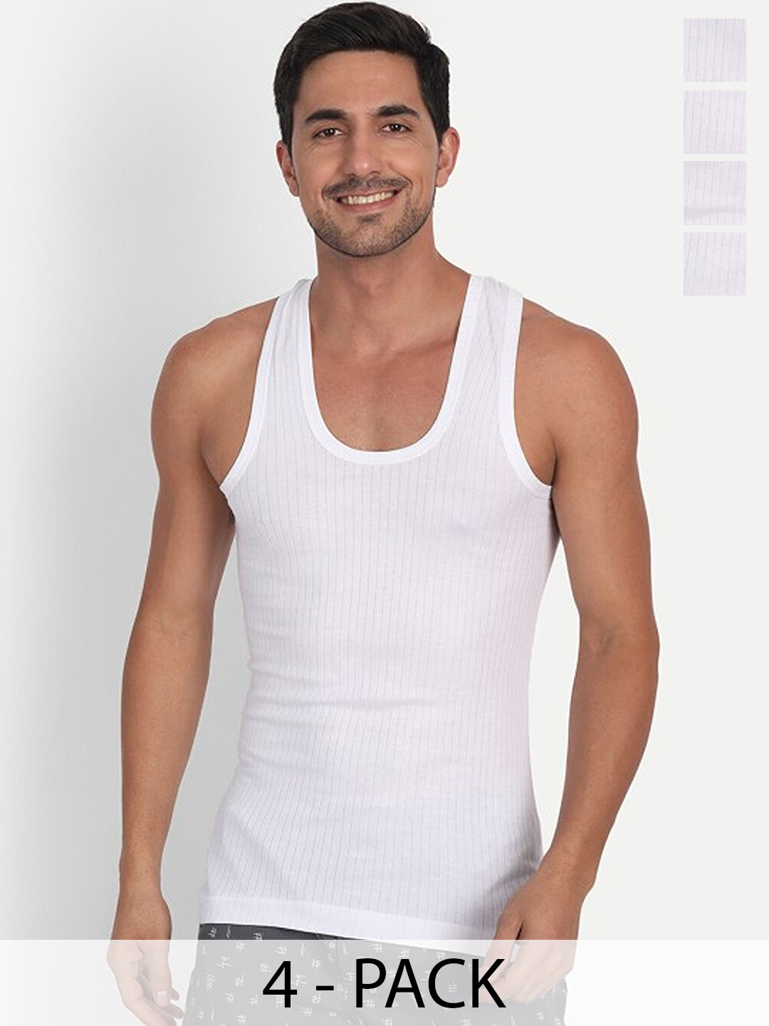 CAVENDERS Pack Of 4 Cotton Basic Vests soft White Premium quality Dno-v163st
