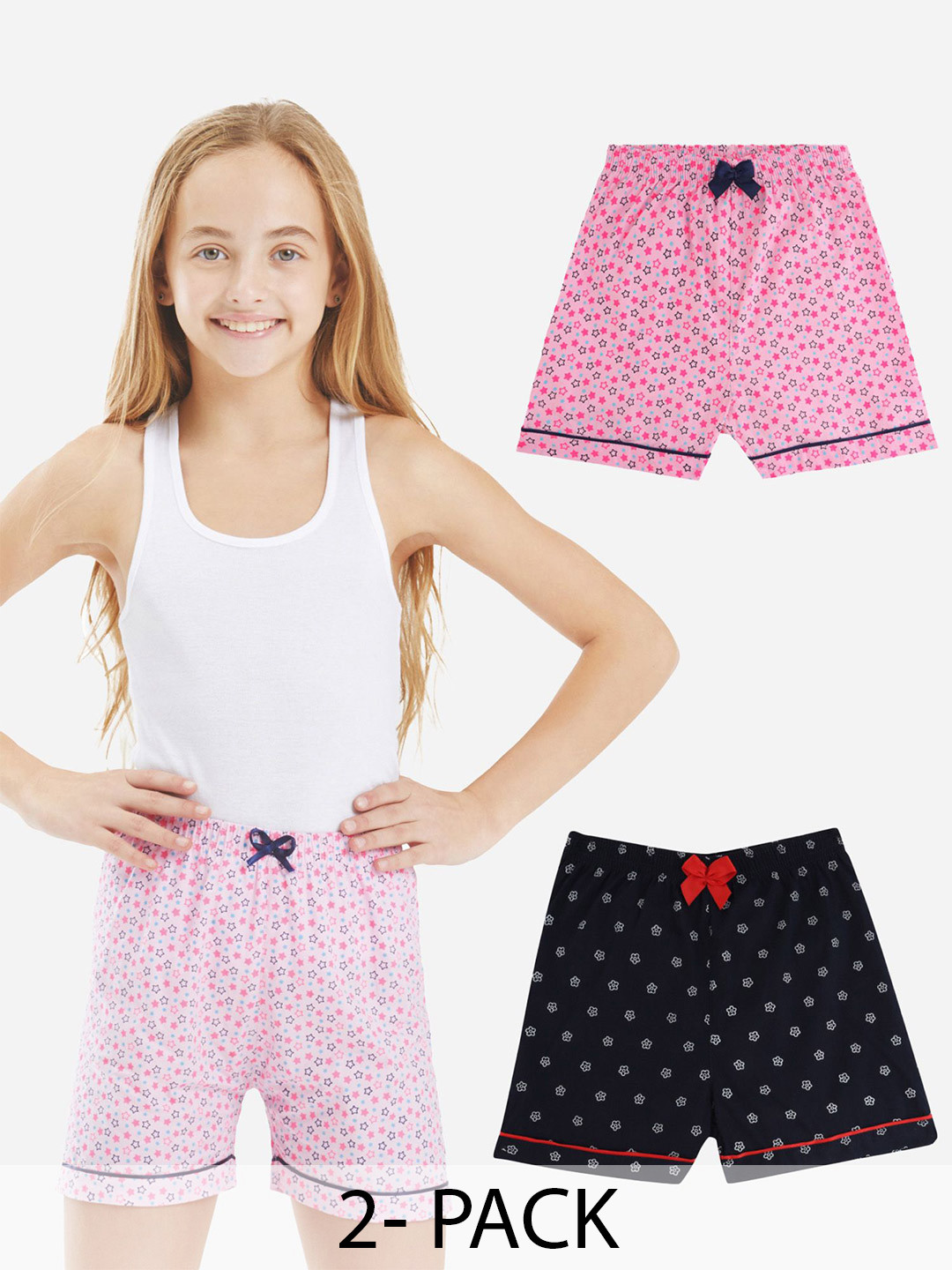 Bodycare Kids Girl's Shorts with Premium Cotton Pack of 2 Suitable for All Day Wear