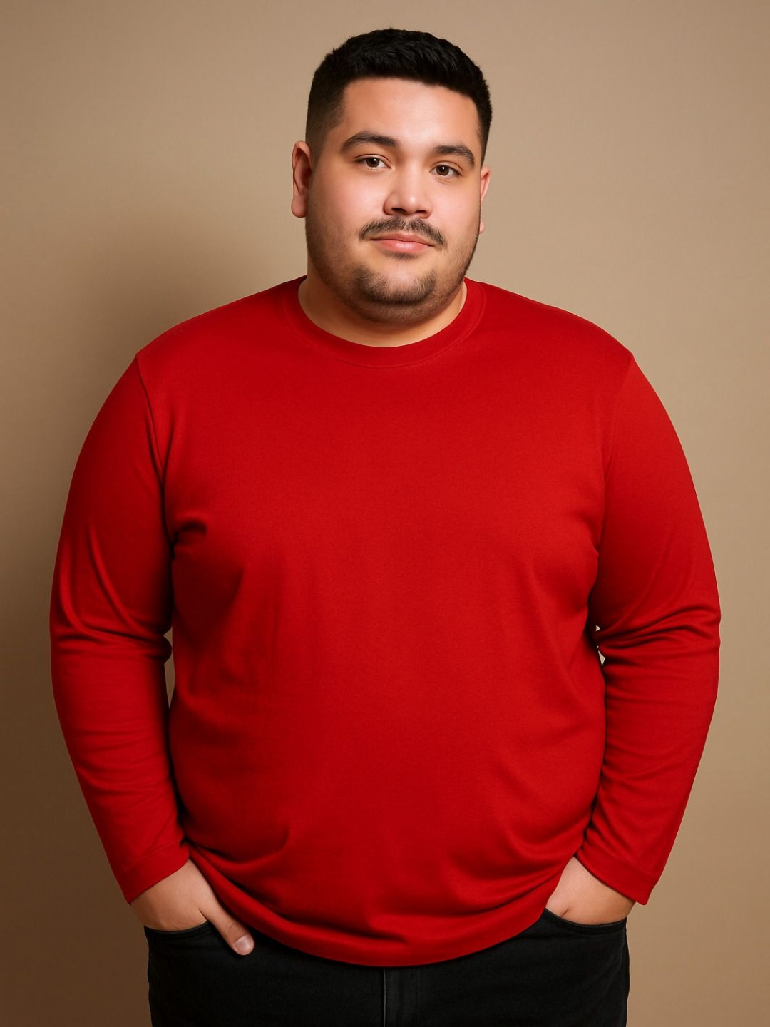 Toodle Plus Men Plus Size Full Sleeves Solid T-Shirt