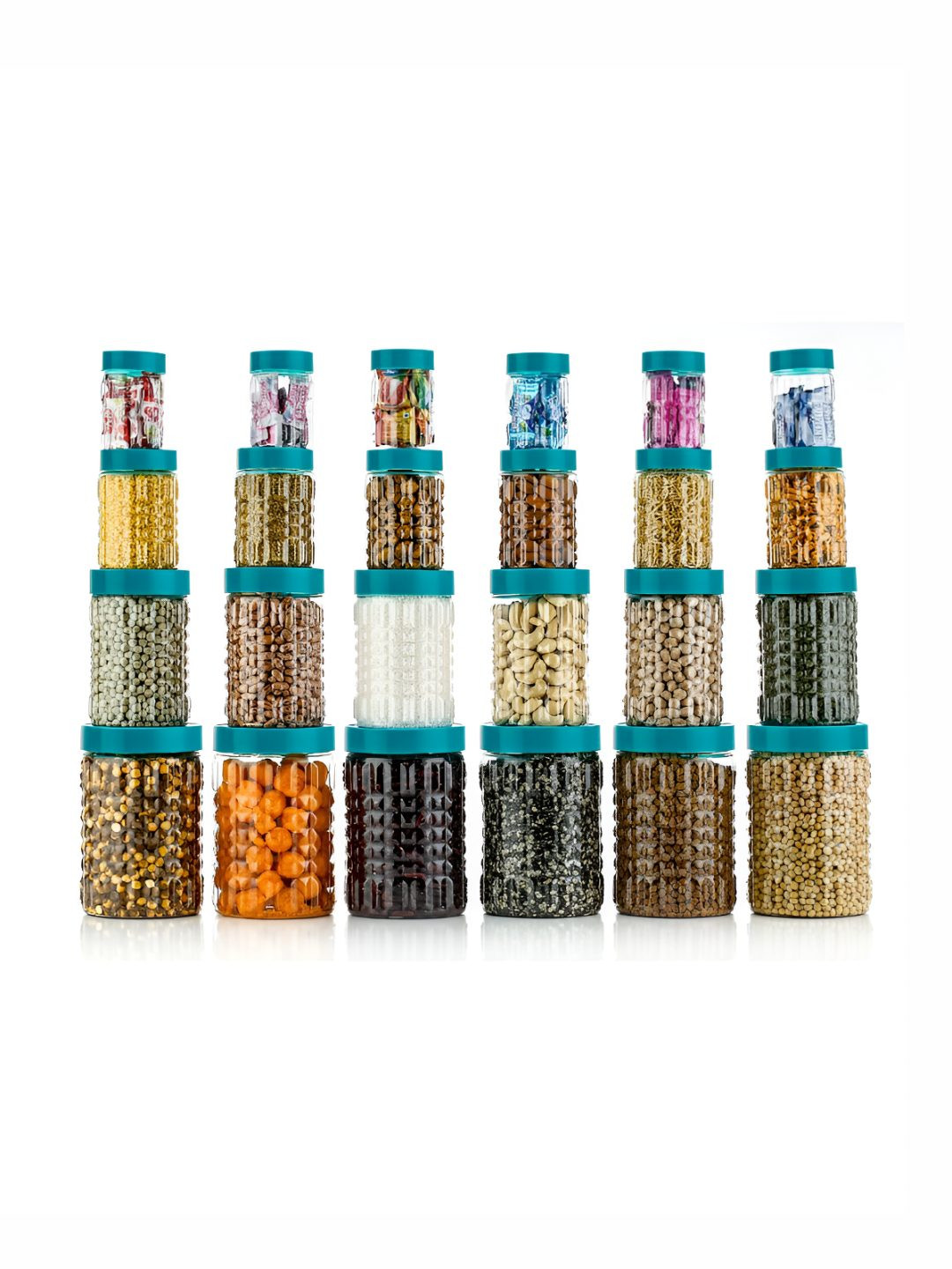 Aura Sea Green Plastic Air Tight 24 Piece Clip-On Fridge Container