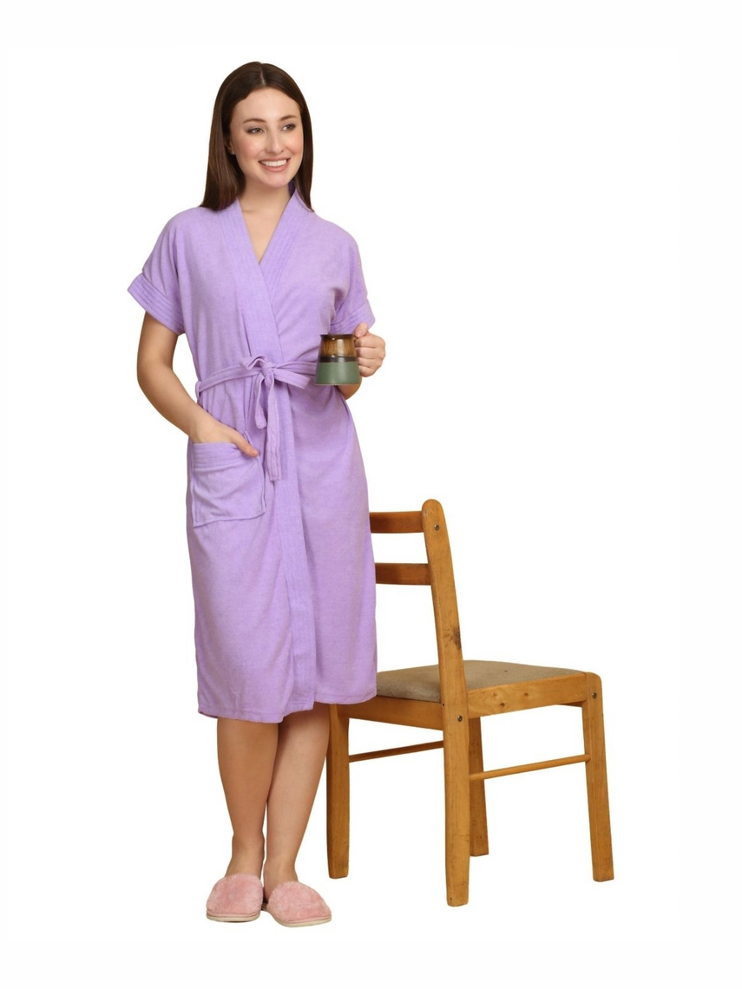 Aura Lavender-Coloured Shawl Collar BathRobe
