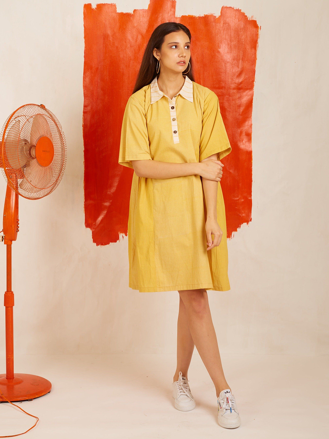 Banana Labs Women Solid A-Line Short Sleeves Above Knee Dress