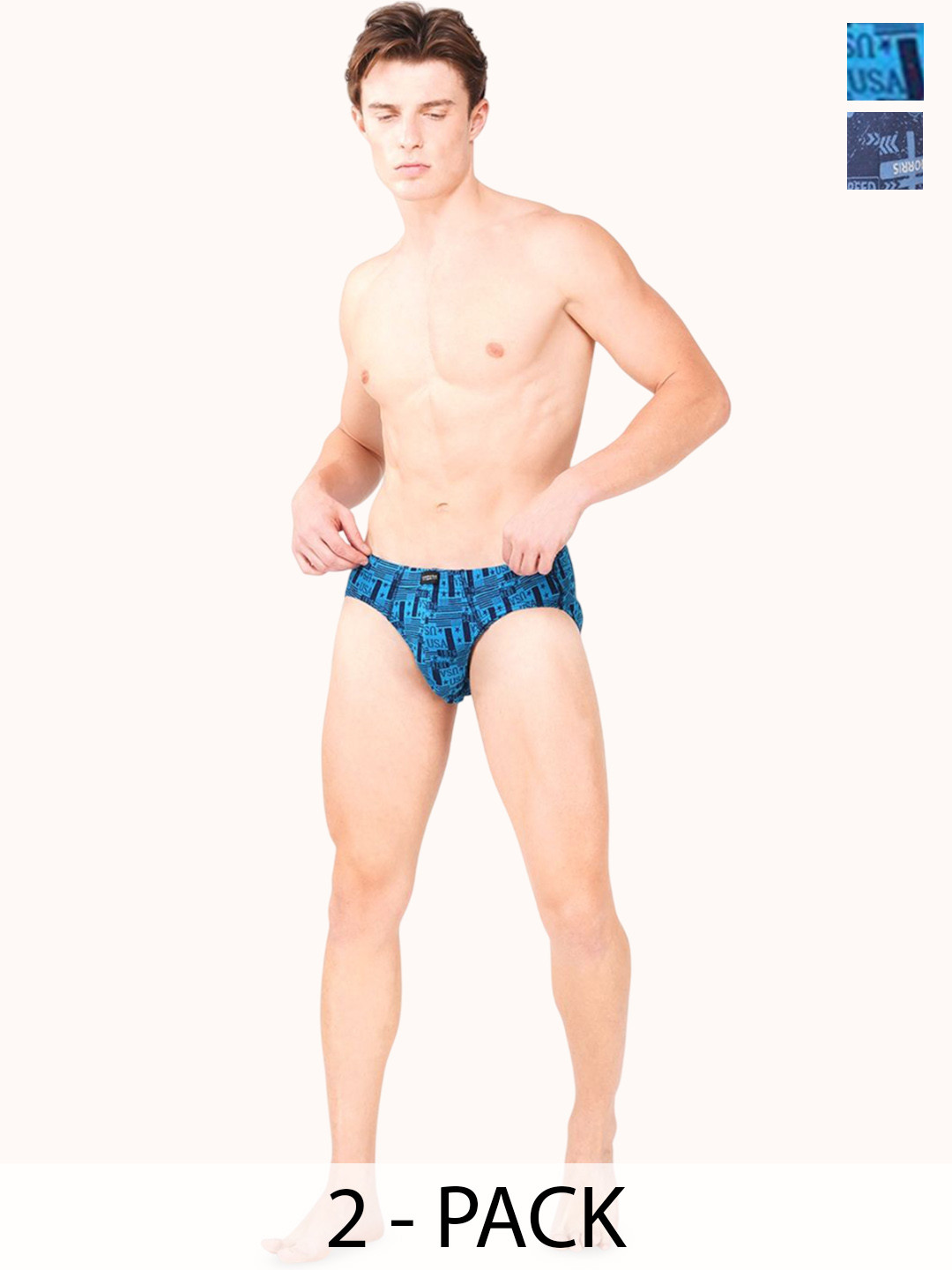 Louis Bayrad Pack Of 2 Assorted Cotton Hipster Briefs LB-1032 USA Arrow