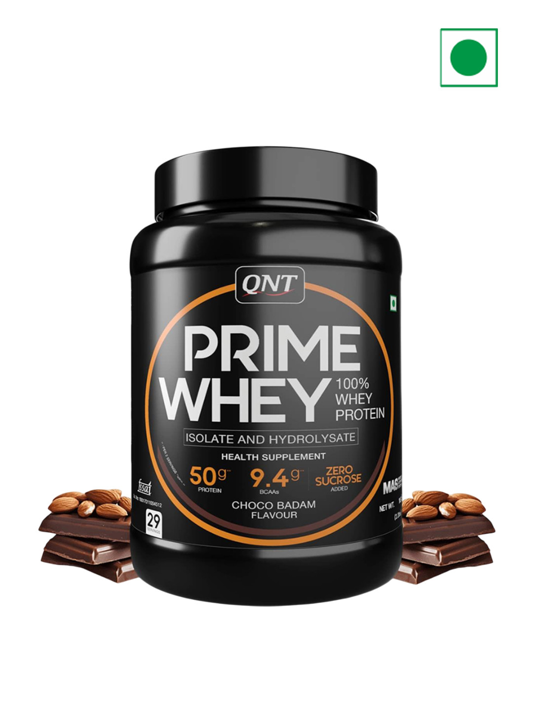 QNT Prime 100% Pure Whey Protein Powder For Muscle Building - 1Kg - Choco Badam