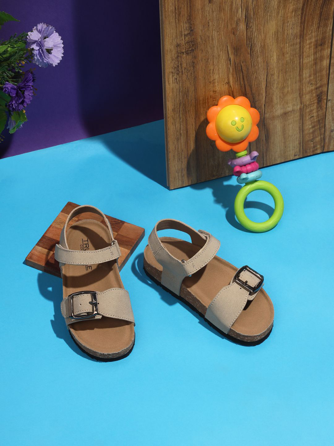 Truffle Collection Kids Open Toe Flats with Buckles