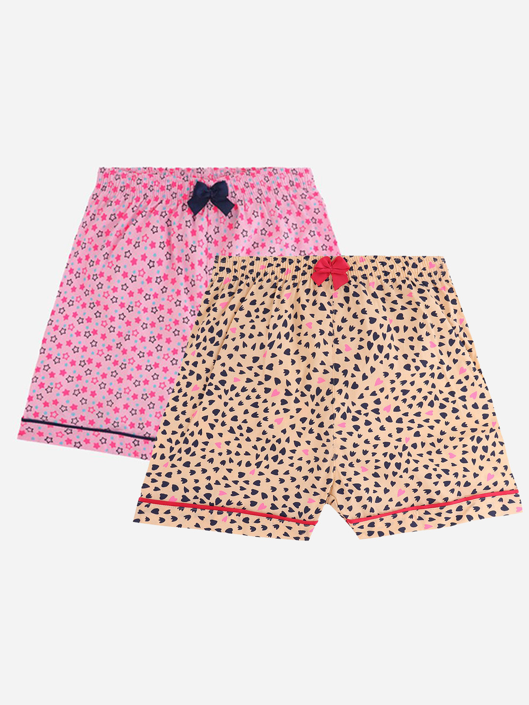 Bodycare Girls Shorts with Premium Cotton Peach & Pink Pack of 2 Suitable for All Day Wear
