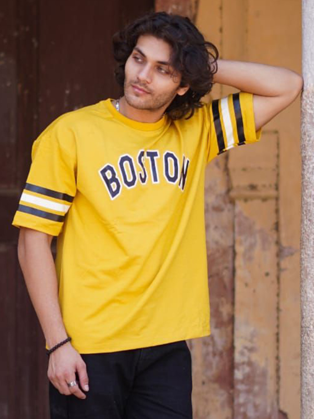 Men Varsity Round Neck Regular Fit T-shirt