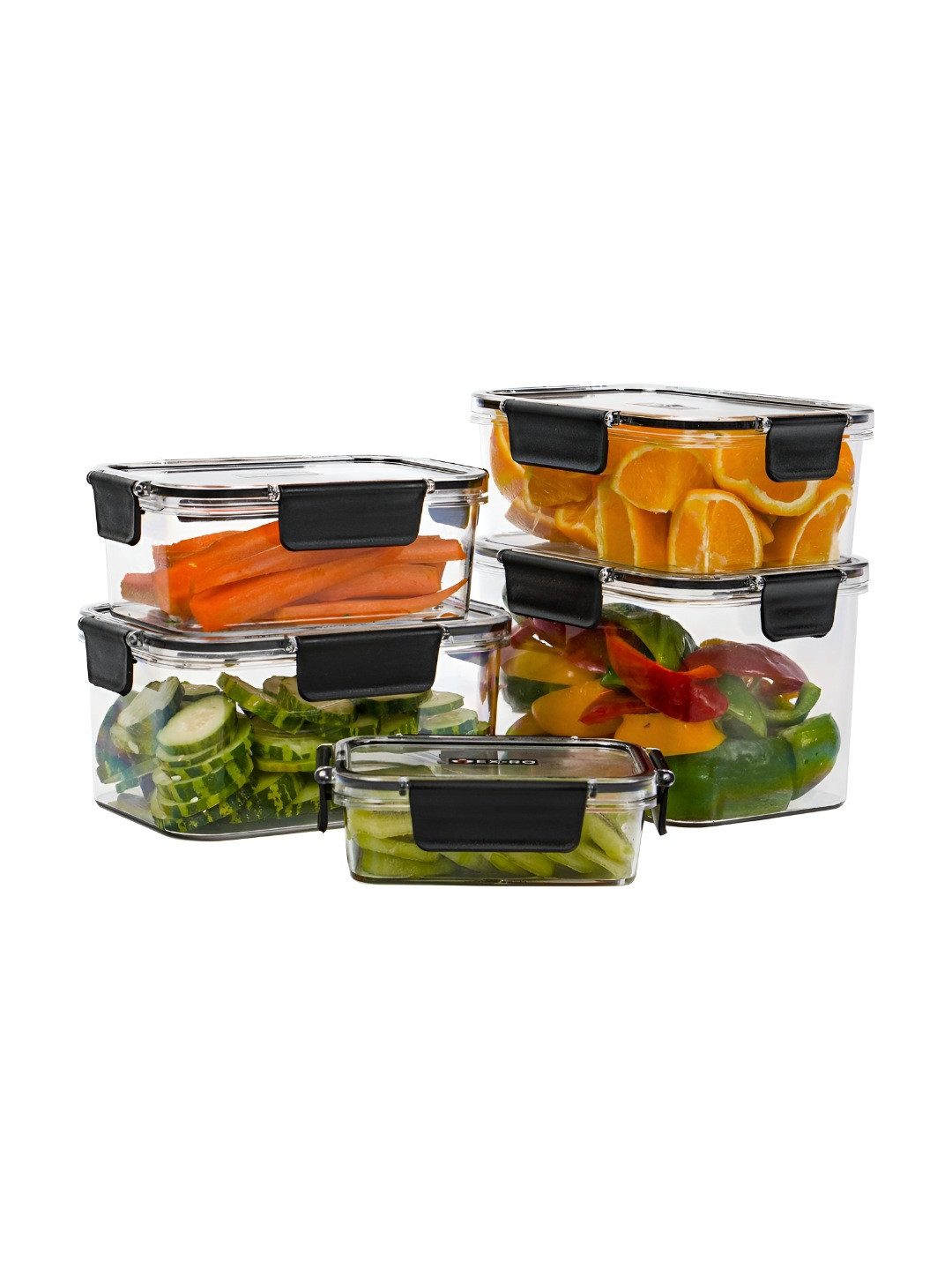 Tex-Ro Transparent Plastic Air Tight 5 Piece Latch Canister