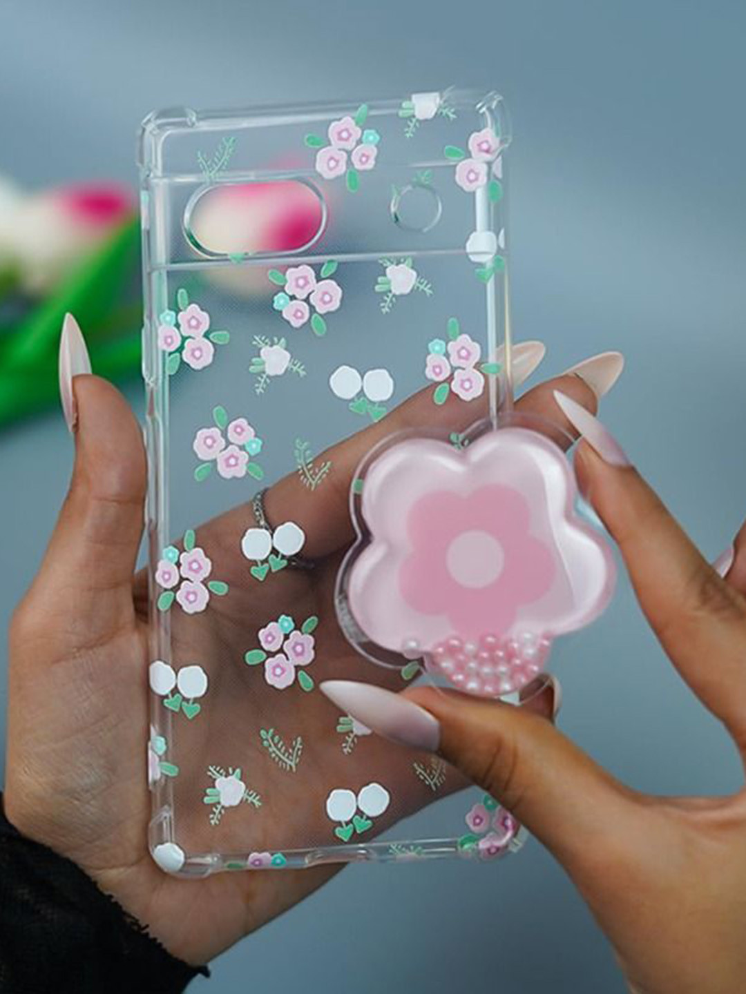 PEEPERLY Floral Printed Google Pixel 8 Cute Korean Floral Gripper Back Case