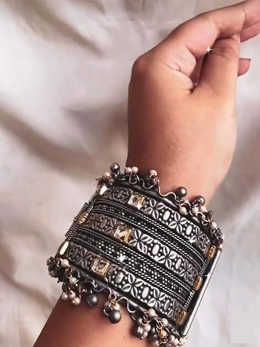 Sangria Oxidised Beaded BangleSangria Oxidised Beaded Bangle