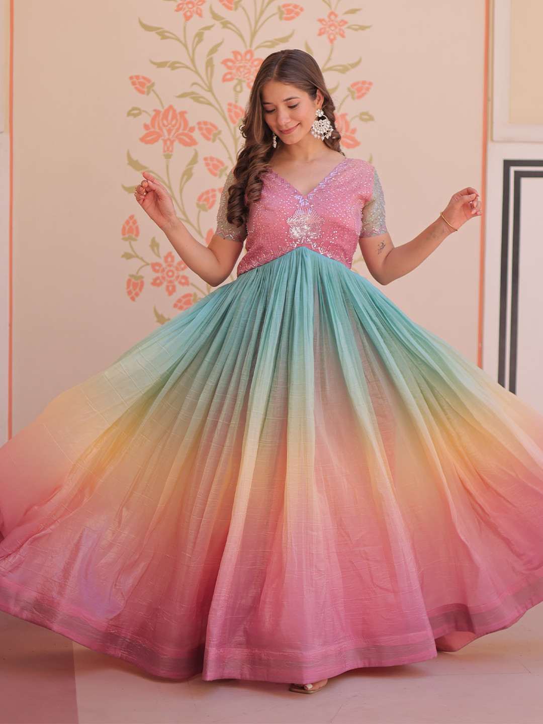 FVD Embellished Ombre Gown Maxi Ethnic Dresses