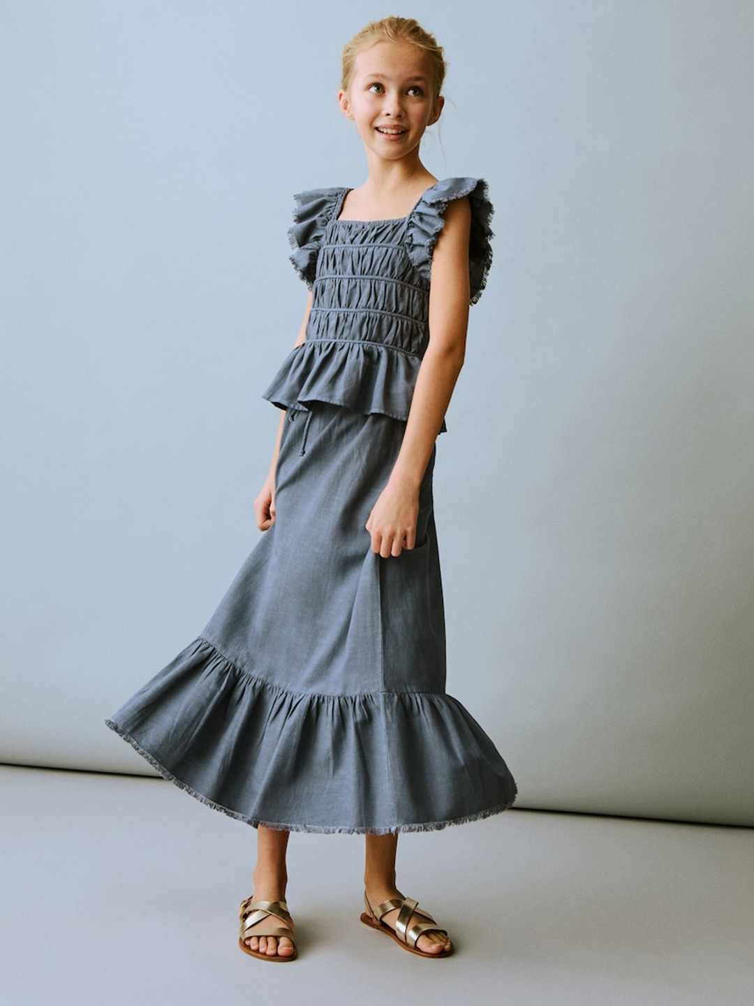 Mango Kids Girls A-Line Midi Skirt