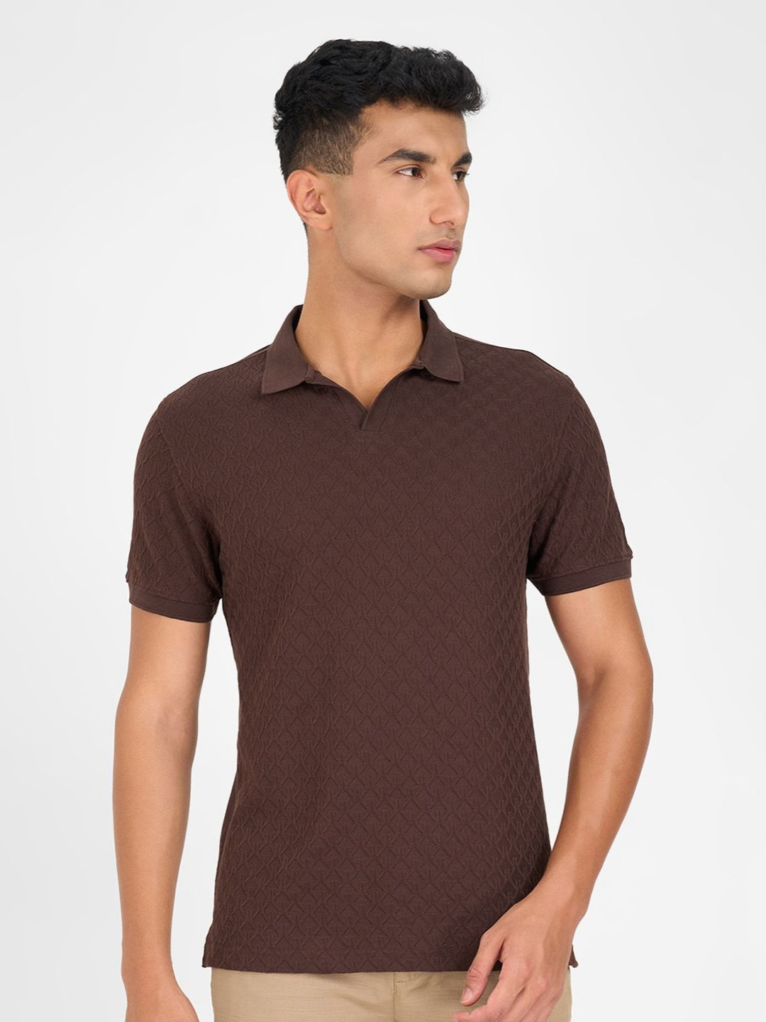 Peregrine by Pantaloons Cotton Blend Solid Polo Collar Slim Fit T-Shirt