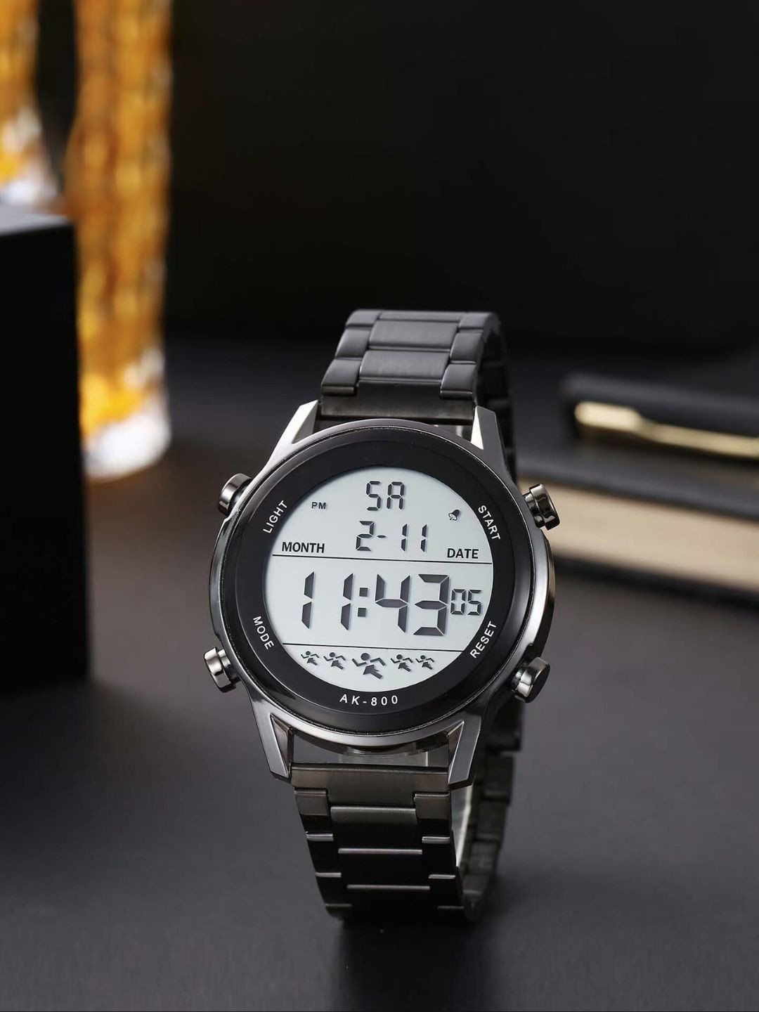 ON TIME OCTUS Men Dial & Stainless Steel Straps Digital Watch DIGITAL-031 BLACK