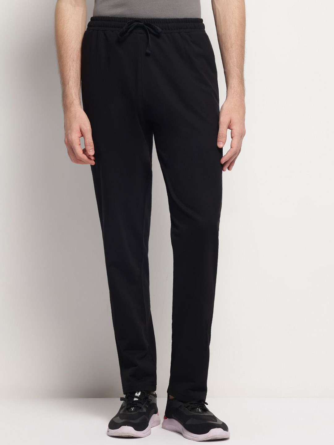 RVK Men Cotton Mid-Rise Straight-Fit Track Pants
