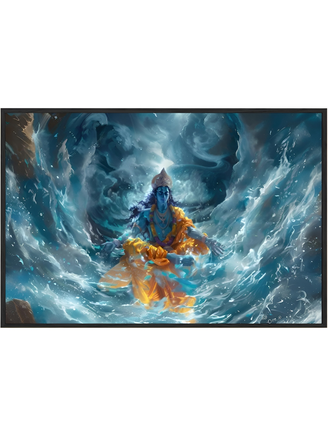 Eurotex Blue & Gold-Toned 1 Piece Canvas Religious Wall Paintings