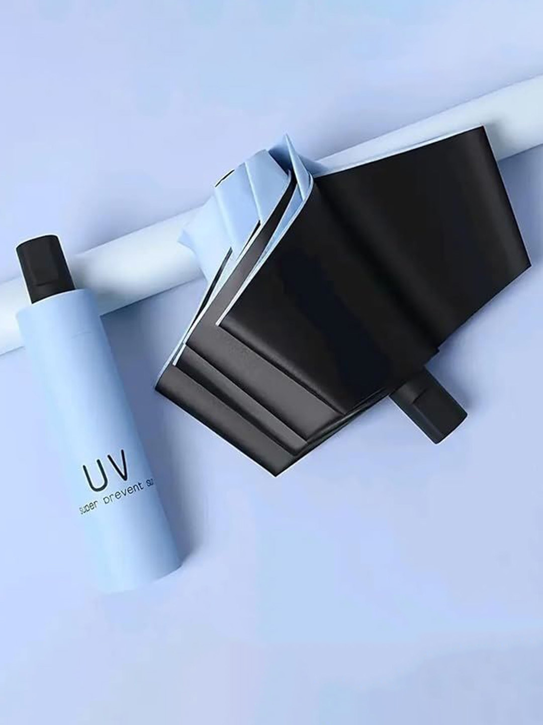 We3 Tri-Fold Travel Umbrella With Cover Case