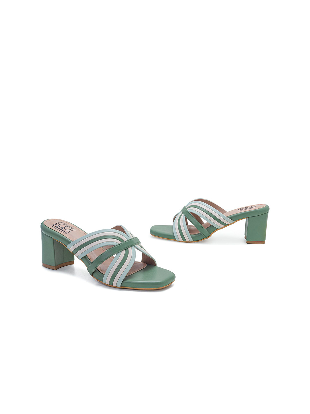 Noosh Striped Women Colourblocked Open Toe Block Sandals
