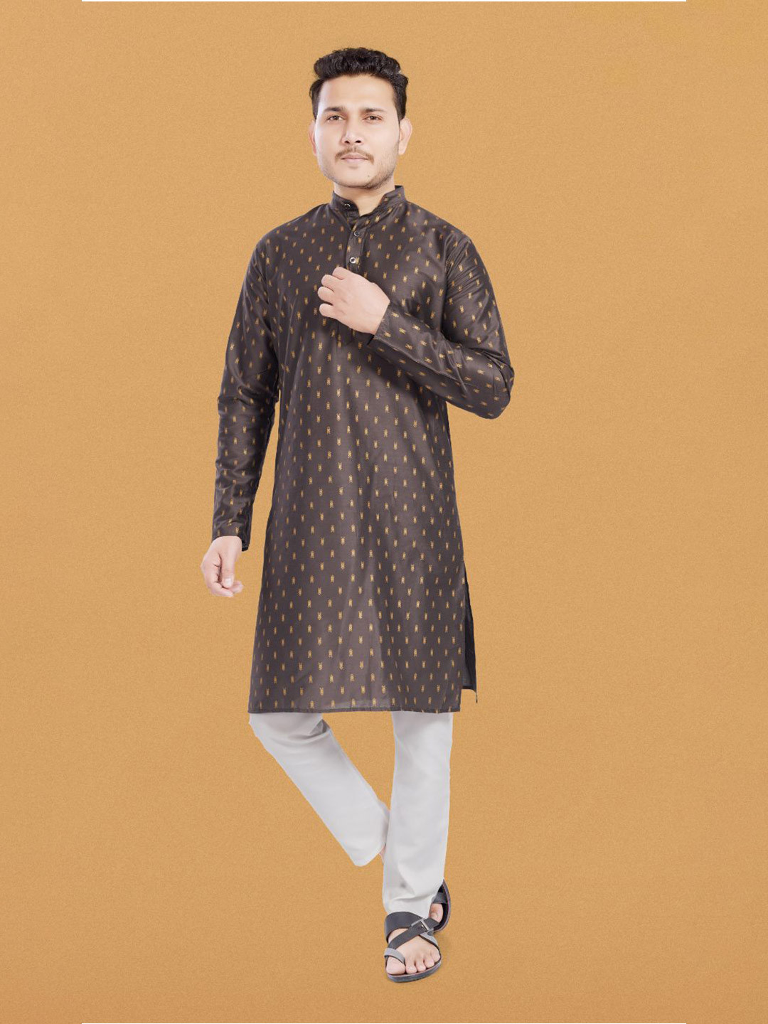 PulseIQ Men Printed Slim Fit Kurta