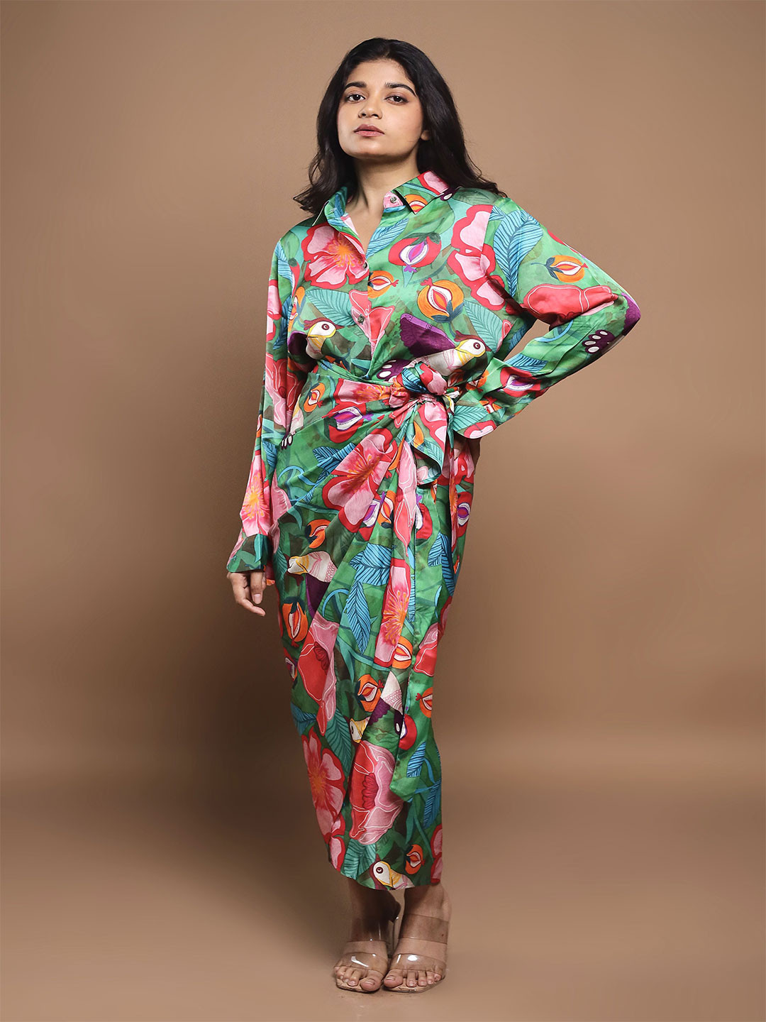 Boho Panache Printed Shirt with Skirt