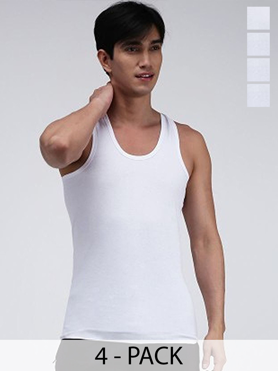 CAVENDERS Pack Of 4 Pure Cotton Gym Vests - soft White Premium quality Dno-v367st