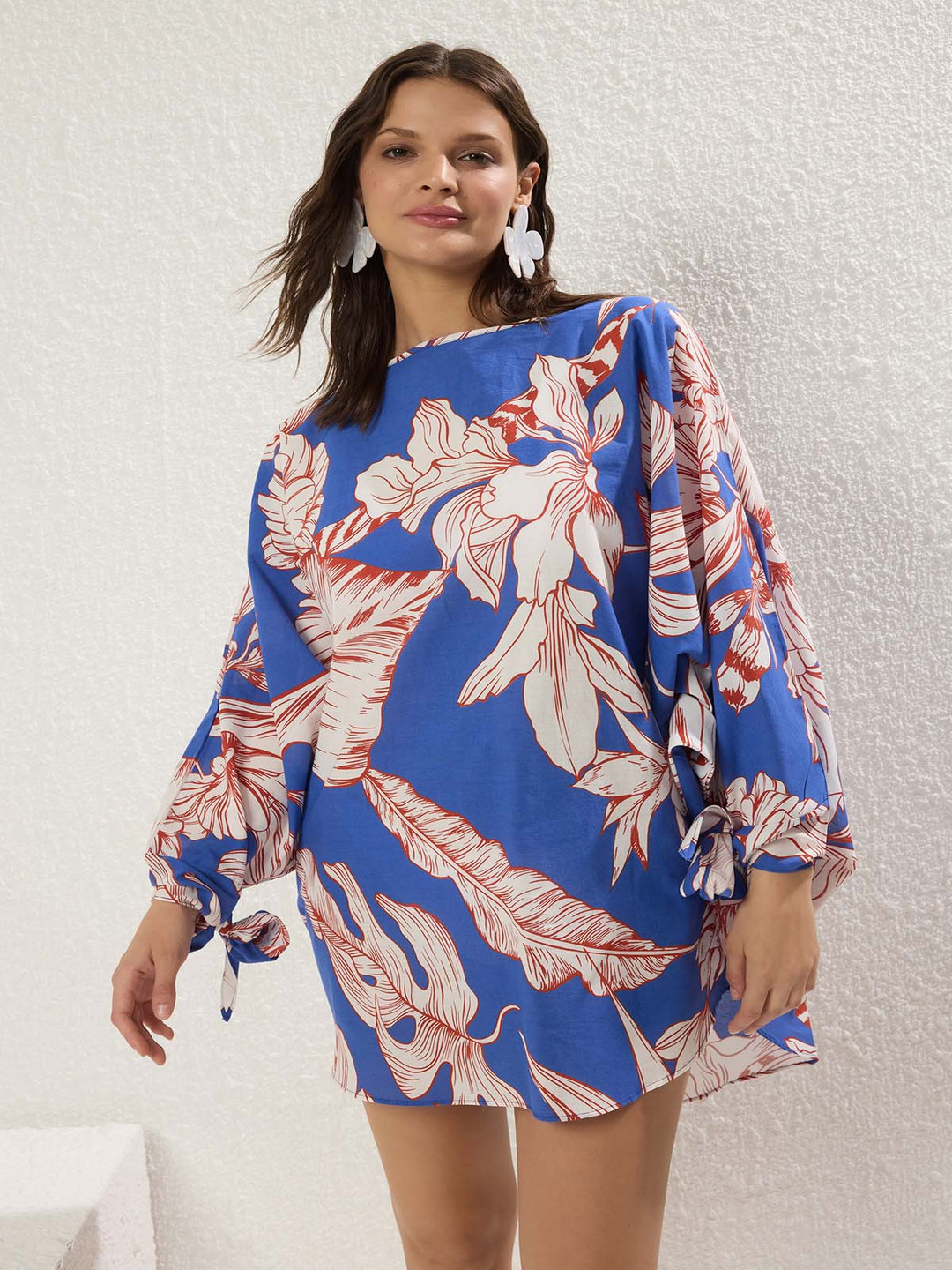 Trendyol Ok Renkli Women Floral Printed Cotton A-Line Dress