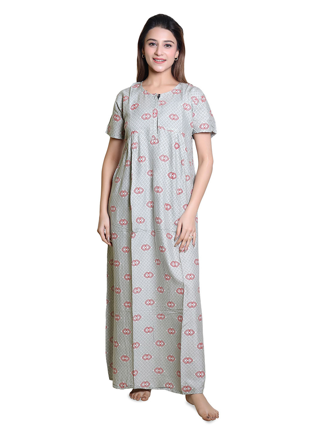 TRUDO Printed Maxi Nightdress