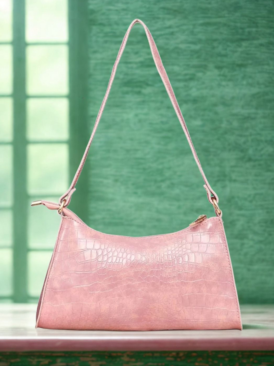 LIKE STYLE Women Textured PU Half Moon Shoulder Bag