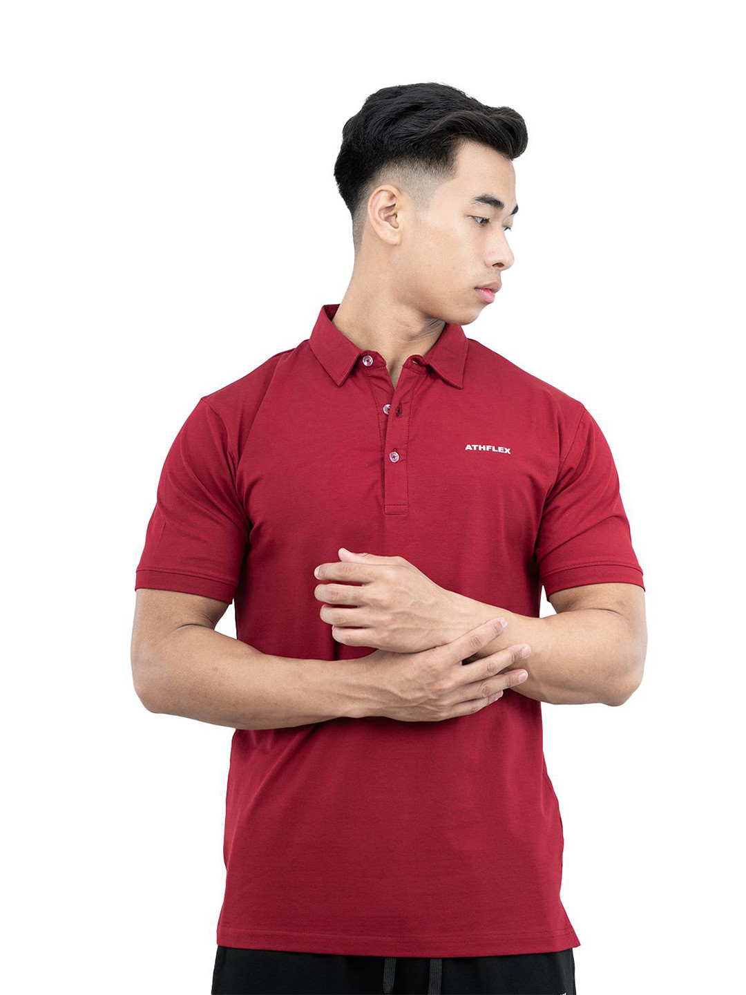 Athflex Flex Within Polo Collar Slim Fit Natty Cotton T-Shirt
