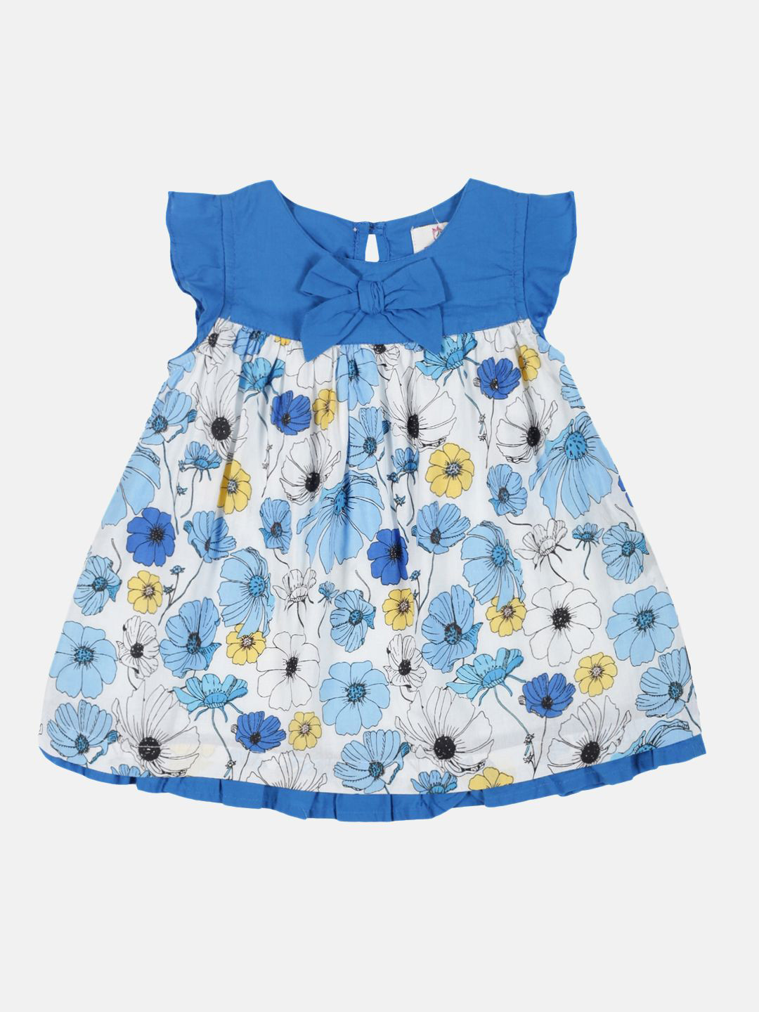 YOUNG BIRDS Girl Floral Print Flutter Sleeves Empire Cotton Dress