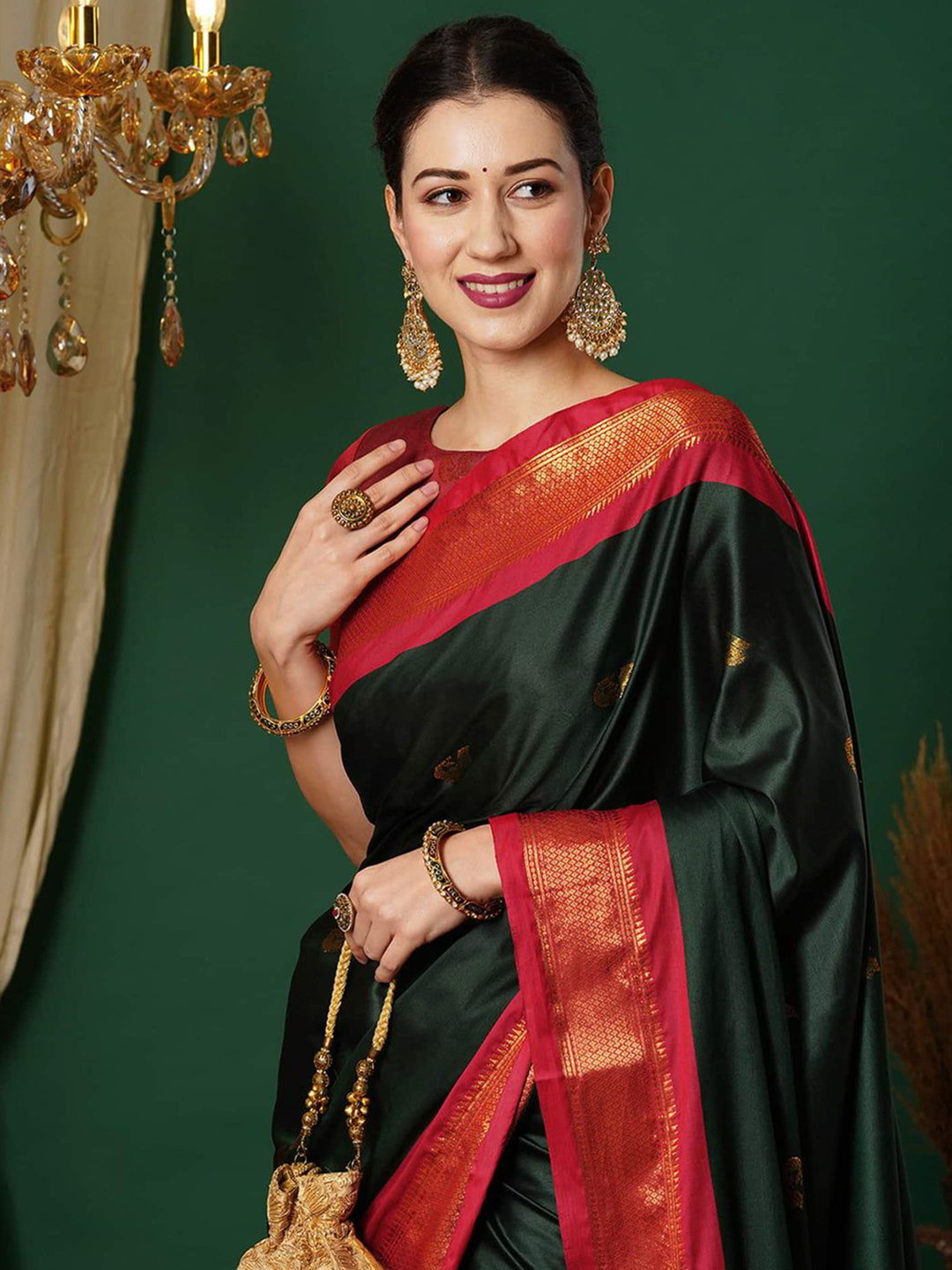 A S CREATION Woven Design Zari Designer Kanjeevaram Saree