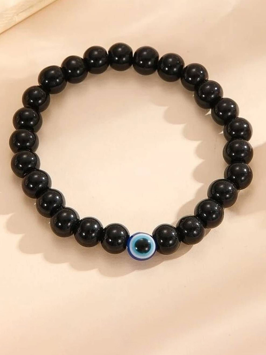 Omaya Jewels Unisex Artificial Beaded Evil Eye Elasticated Bracelet