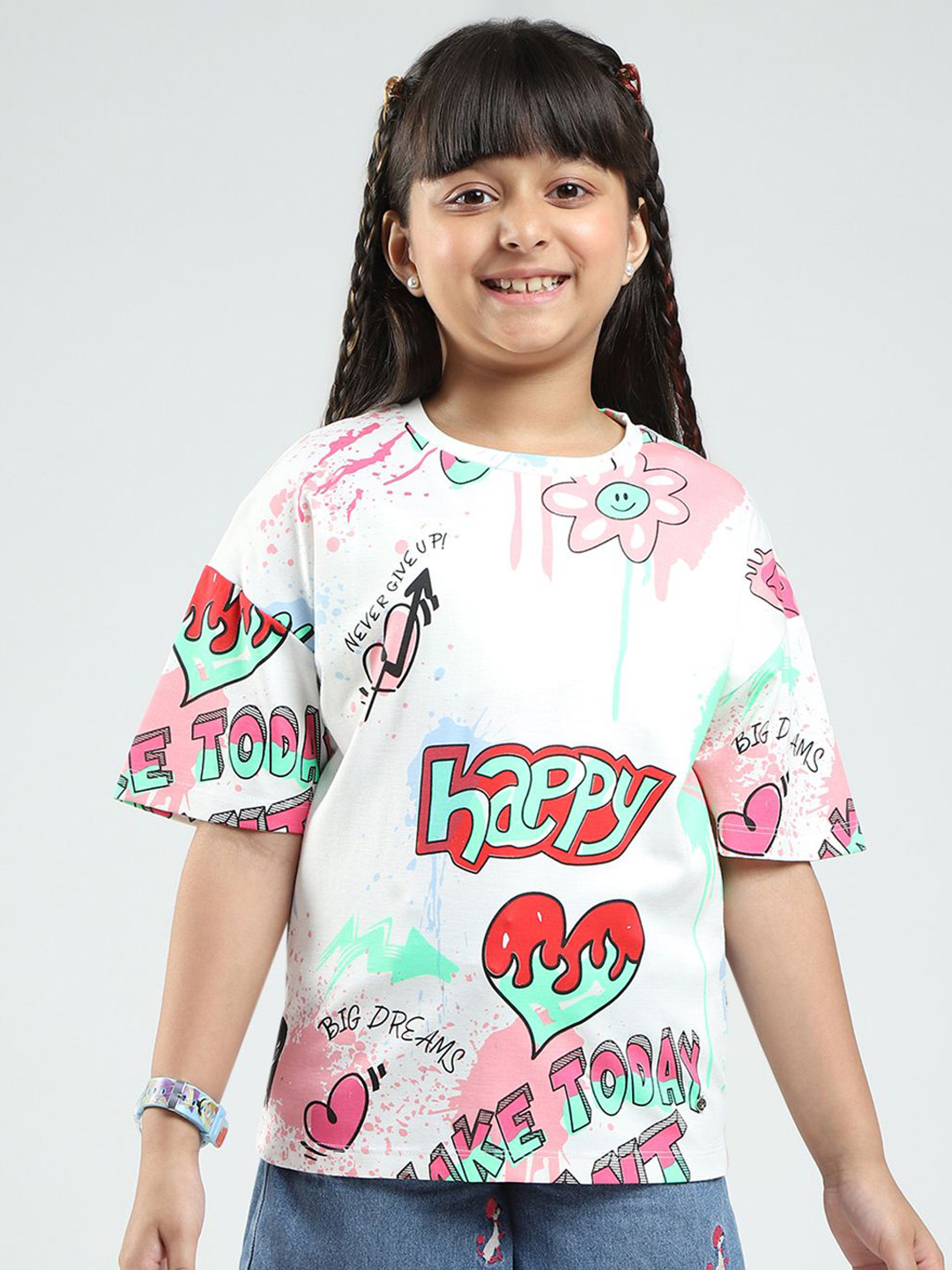 Monte Carlo Girls Graphic Printed Round Neck Oversized T-Shirt