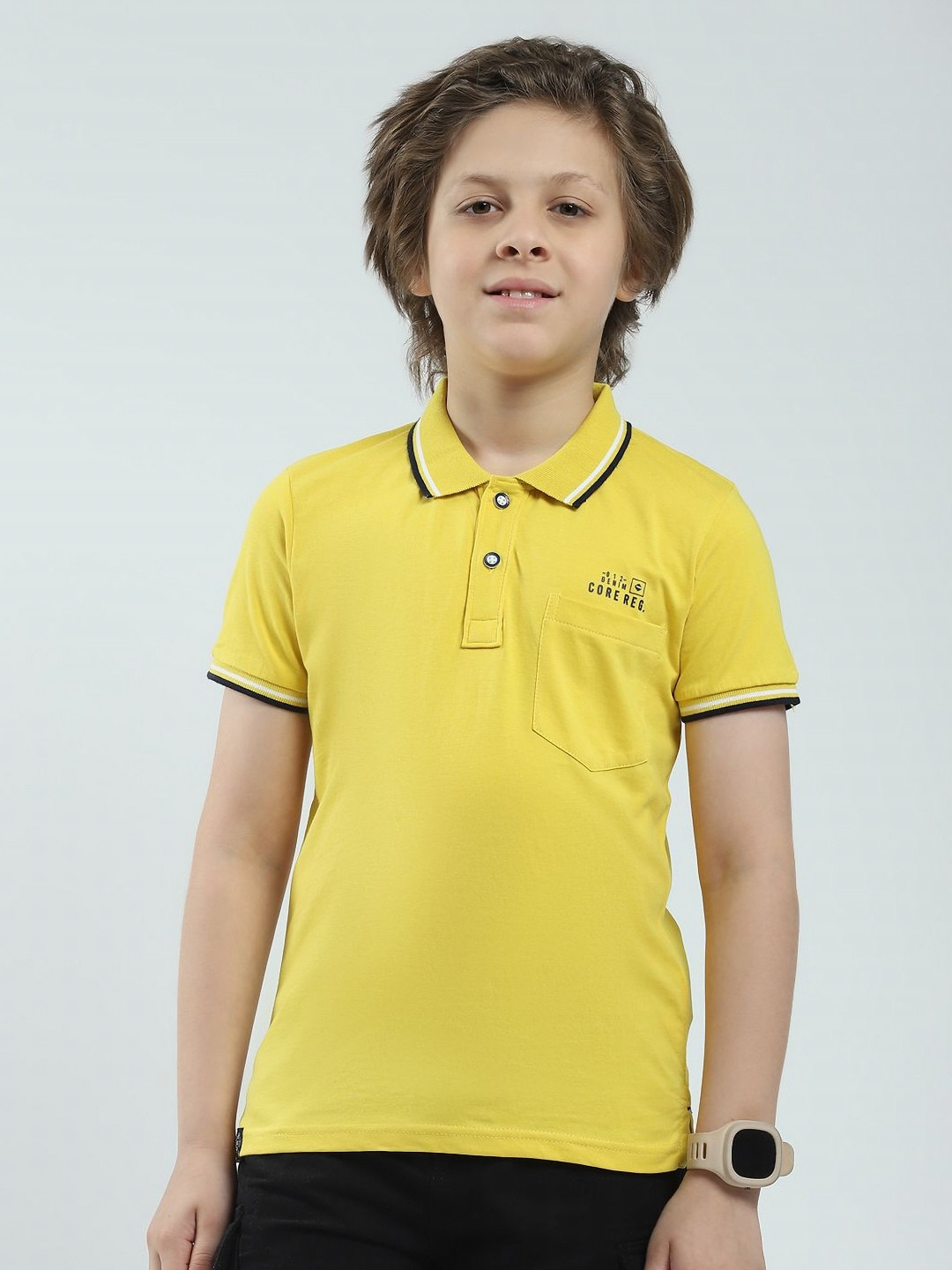 Monte Carlo Boys Brand Logo Print Polo Collar Pure Cotton T-shirt