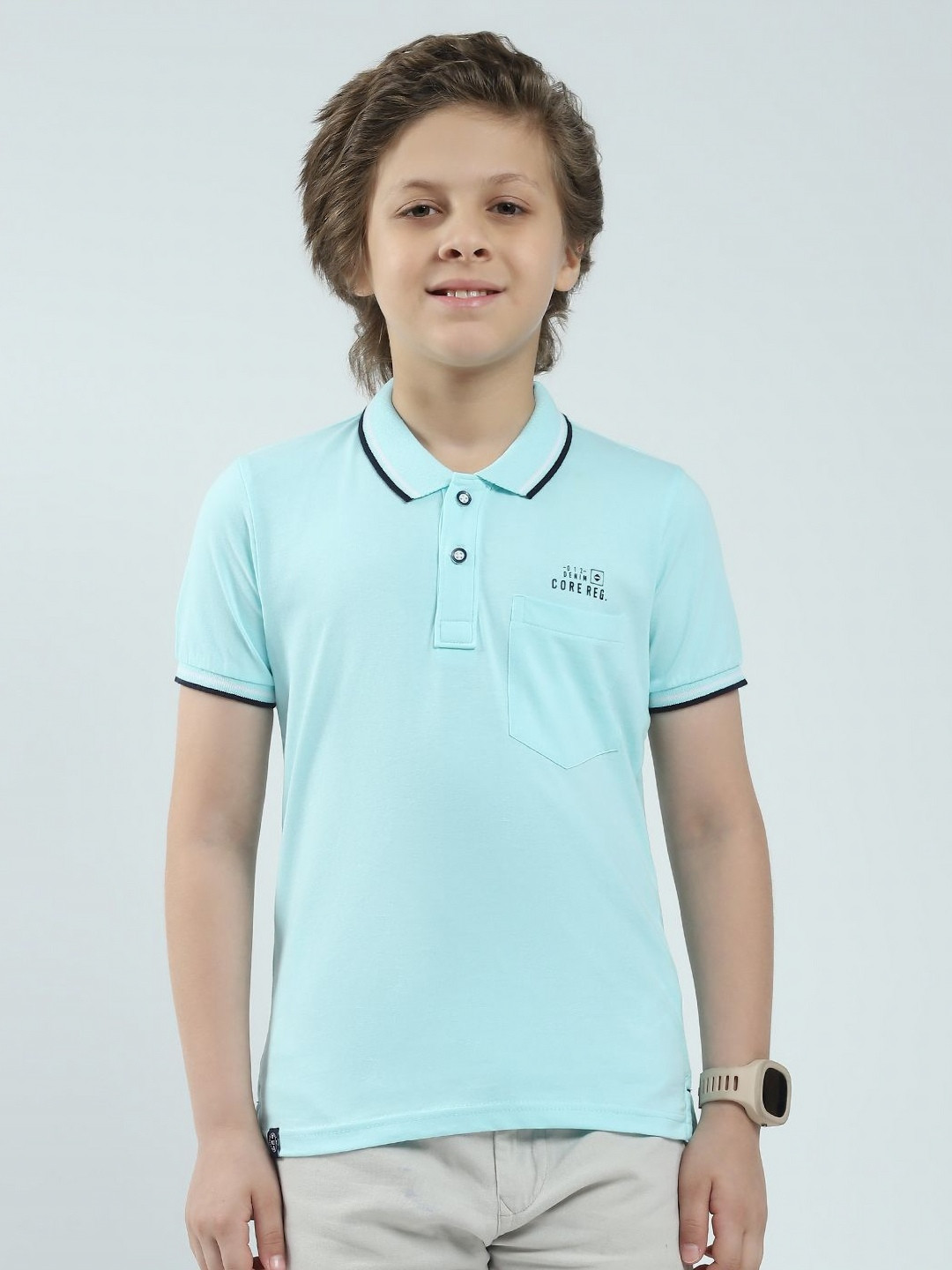 Monte Carlo Boys Solid People and Places Polo Collar Pure Cotton Pockets T-shirt